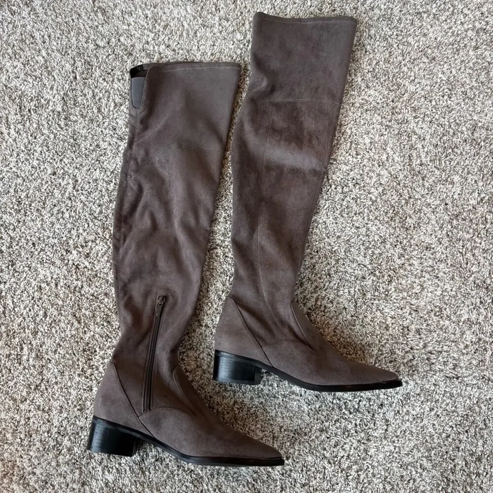 Marc Fisher Women's Yakira Over the Knee Suede Boots in Gray Size 7